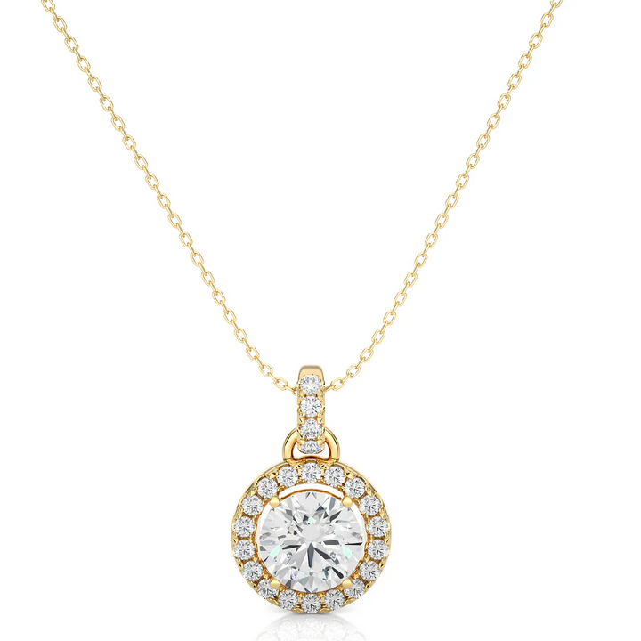 0.66 CT Round Cut EF VS/SI Lab Grown Diamond Cluster Pendant 925 Sterling Silver With Vermeil Gold ( Without Chain )