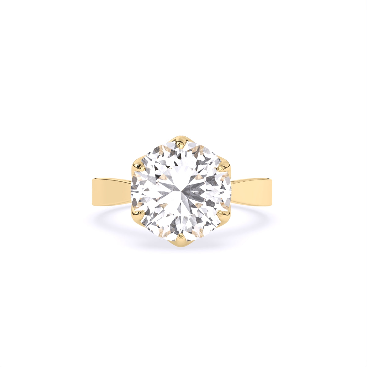 Certified 1.00 CT Round Cut EF VS/SI Lab Grown Diamond Six Prong Wedding Ring 925 Sterling Silver With Vermeil Gold