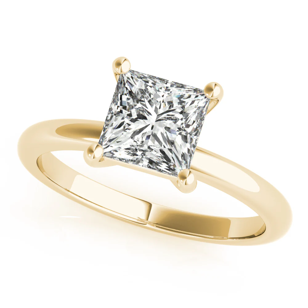 Certified 1.00 CT Princess Cut EF VS/SI Lab Grown Diamond Anniversary Ring 925 Sterling Silver With Vermeil Gold