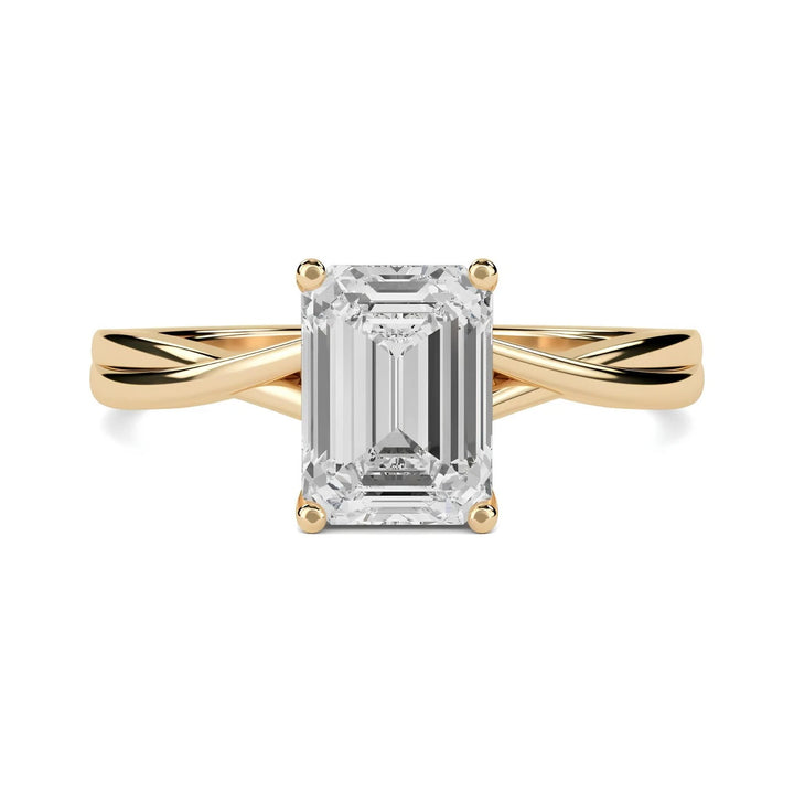 1.00 CT Emerald Cut Certified VS/SI Lab Grown Diamond Nordic Gold Wedding Ring (Demi-Fine)