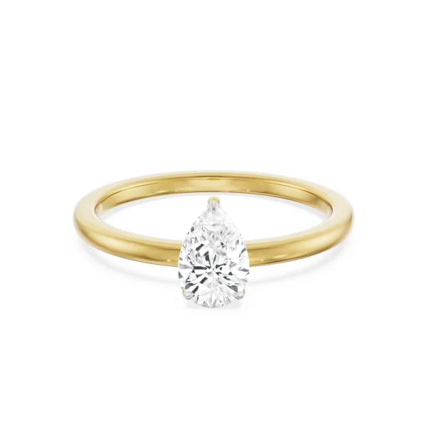 Certified Pear Cut 1.00 CT EF VS/SI Lab Grown Diamond Women's Engagement Ring 925 Sterling Silver With Vermeil Gold
