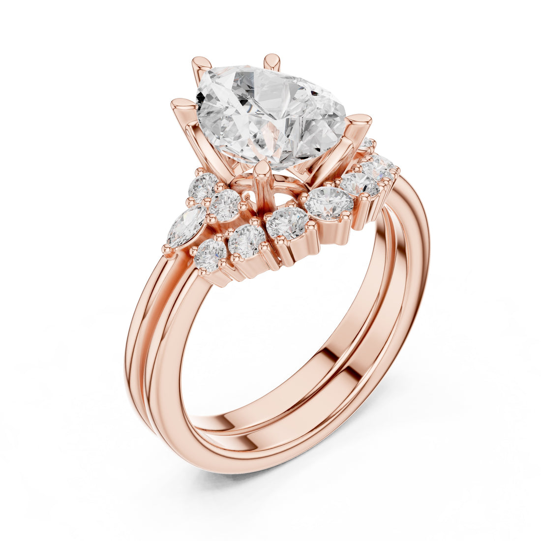 2.92Carat Bridal Set Ring – EF VS/SI Lab-Created Diamond in 14K Rose Gold | Women's Engagement or Wedding