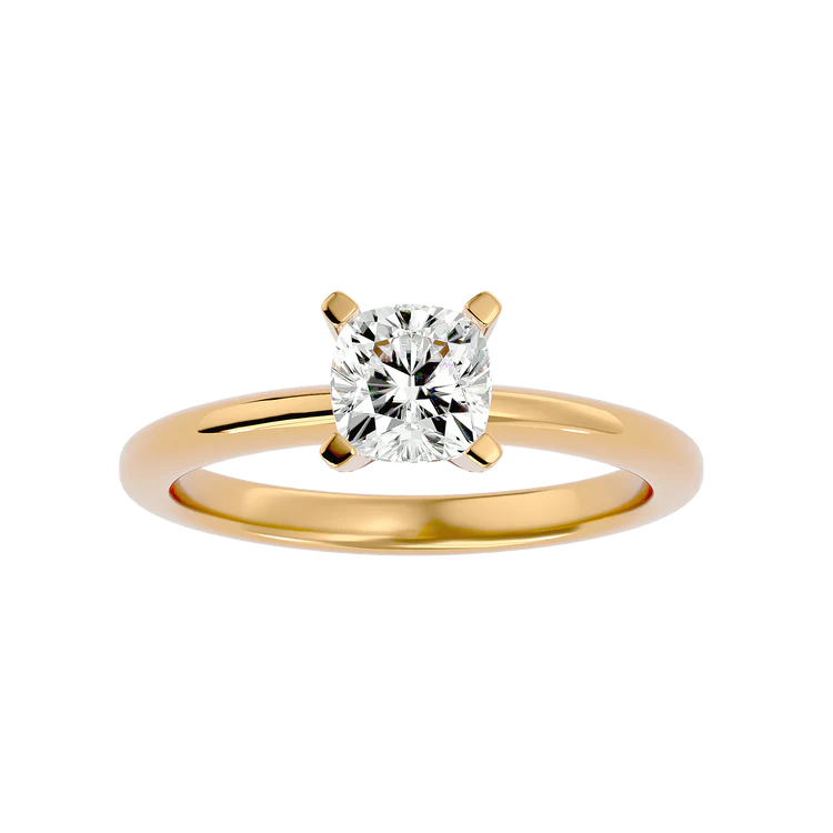 Certified 1.00 CT Cushion Cut EF VS/SI Lab Grown Diamond Anniversary Ring 925 Sterling Silver With Vermeil Gold