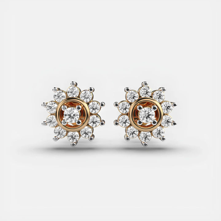 0.80 CT Round Cut Certified VS/SI Lab Grown Diamond Stud Earrings 925 Sterling Silver With Vermeil Gold