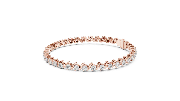 3.6 CT EF VS/SI Lab Grown Round Cut Diamond Tennis Wedding Bracelet For Women's 14K Rose Gold