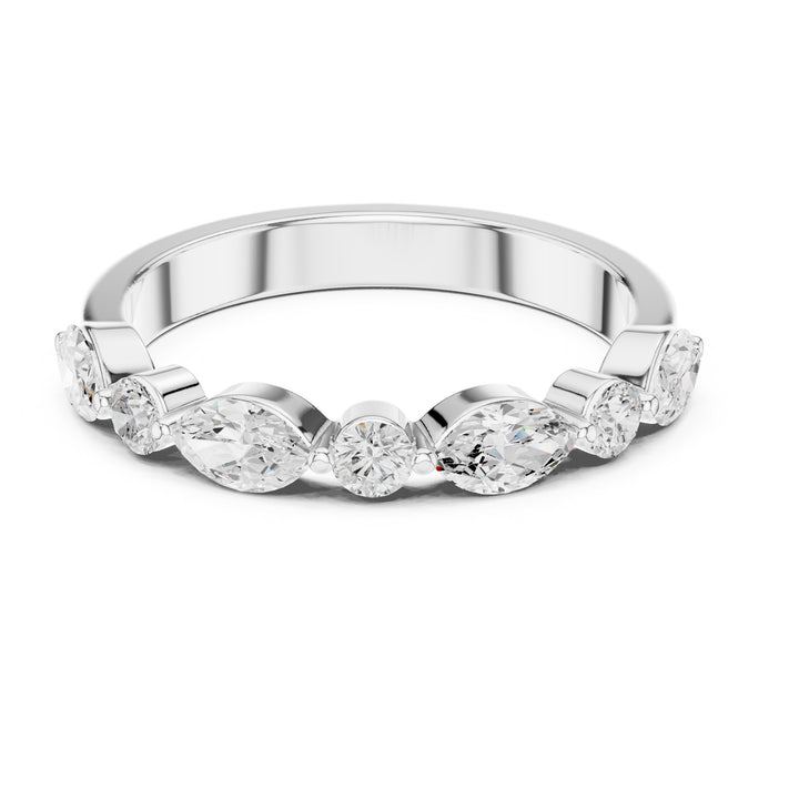 Lab Diamond Wedding Band, Round & Marquise Brilliant EF/VS Matching Band with Engagement Ring, Stacking Band Gift 14K Gold