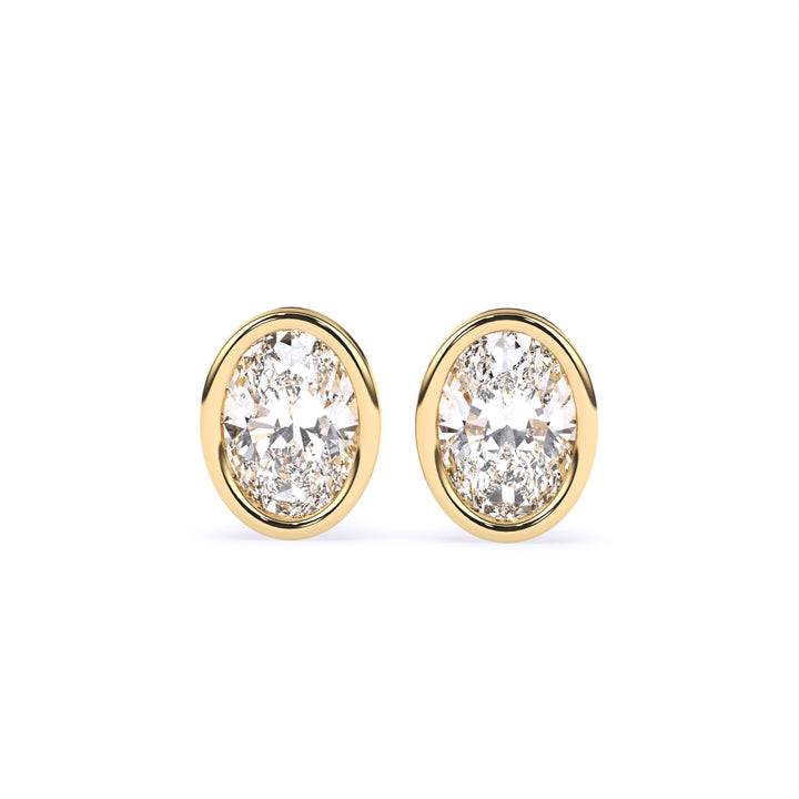 Nordic Gold Stud Earrings 1.00 CT Oval Cut Certified VS/SI Lab Grown Diamond (Demi-Fine)