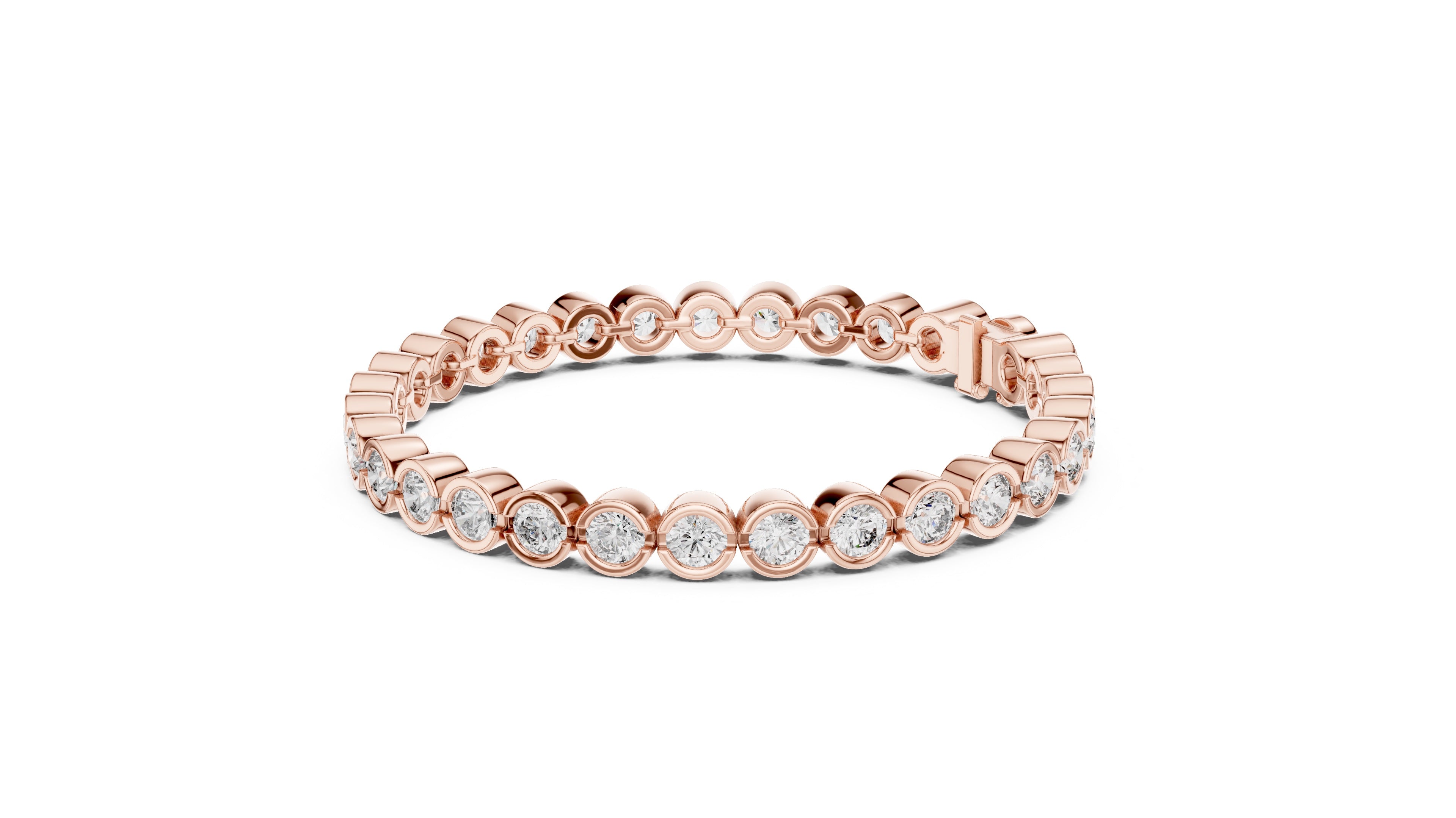 9.3 CT EF VS/SI Lab Grown Certified Round Cut Diamond Tennis Wedding Bracelet For Women's 14K Rose Gold