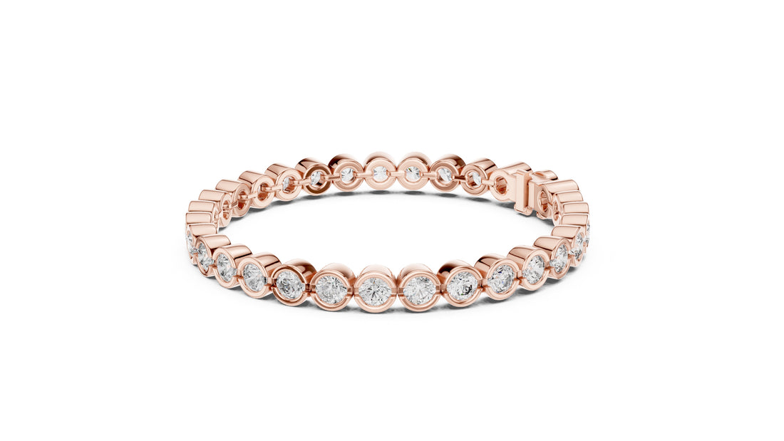 9.3 CT EF VS/SI Lab Grown Certified Round Cut Diamond Tennis Wedding Bracelet For Women's 14K Rose Gold