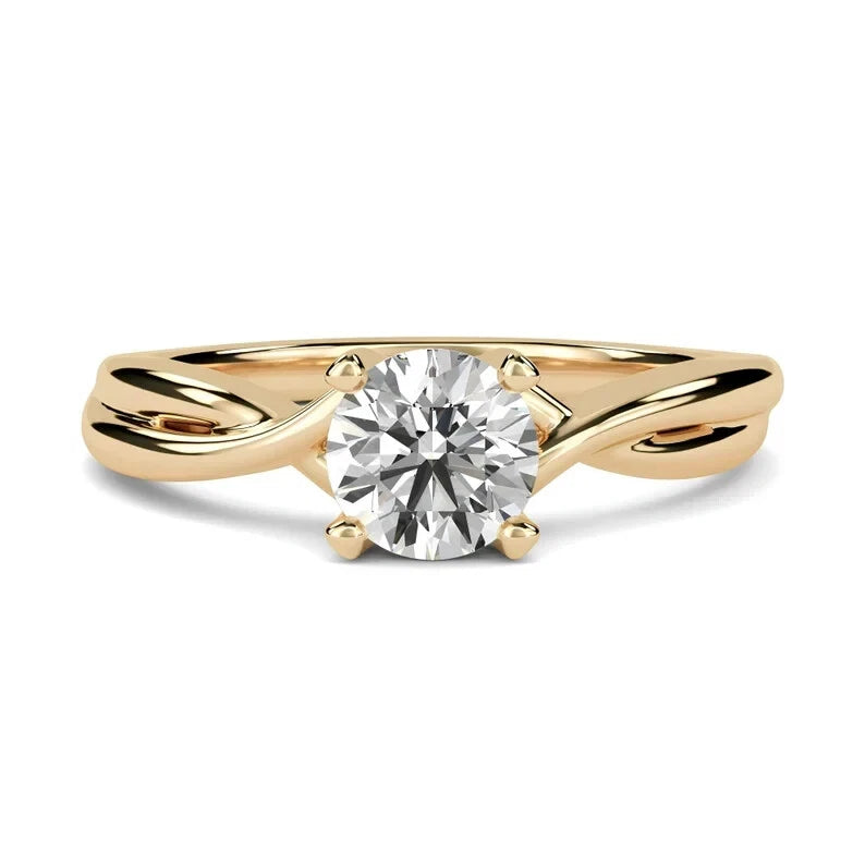 Women's Engagement Ring Certified 1.00 CT EF VS/SI Lab Grown Diamond 925 Sterling Silver With Vermeil Gold