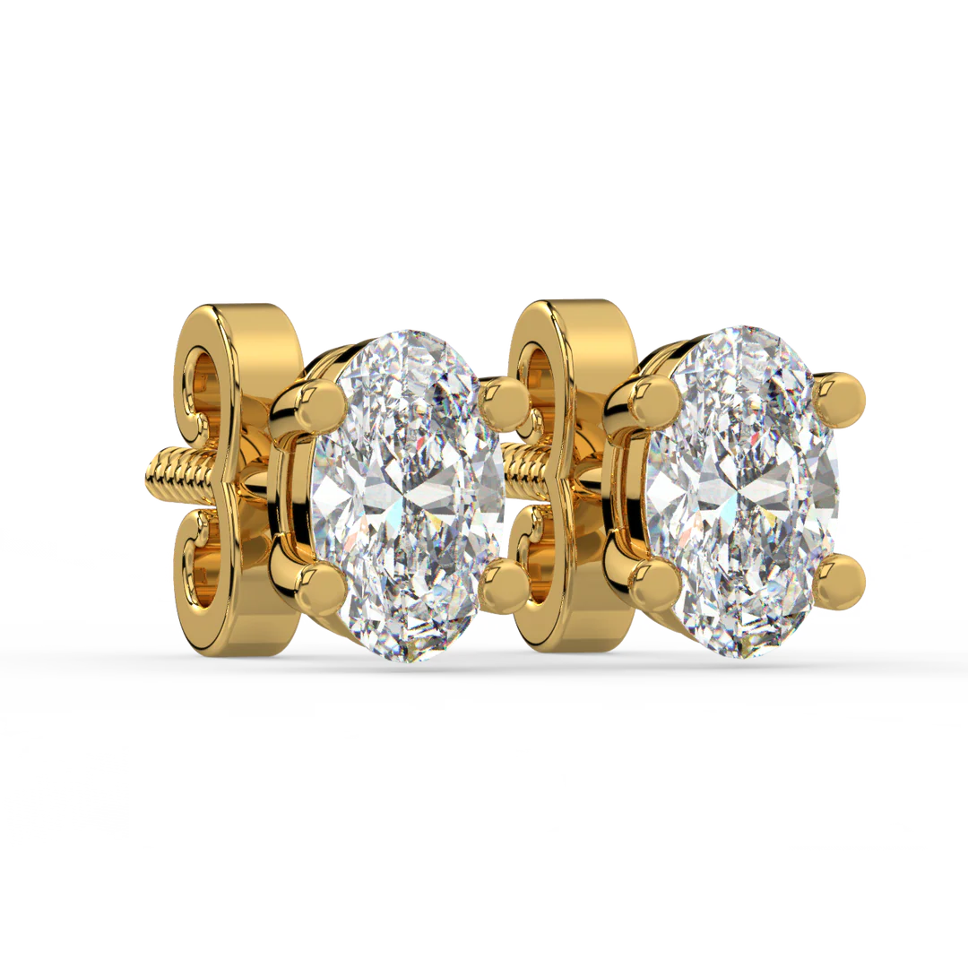 0.50 CT Oval Cut Certified VS/SI Lab Grown Diamond Stud Earrings 925 Sterling Silver With Vermeil Gold