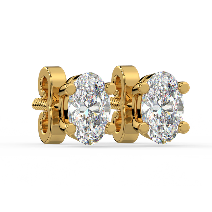 0.50 CT Oval Cut Certified VS/SI Lab Grown Diamond Stud Earrings 925 Sterling Silver With Vermeil Gold