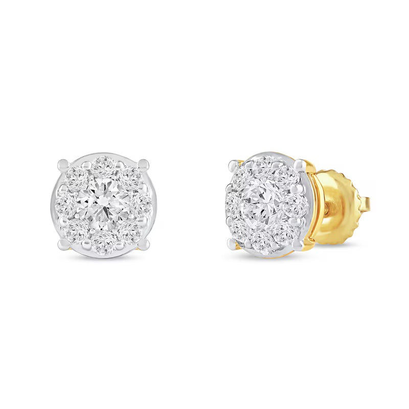 925 Sterling Silver With Vermeil Gold 0.70 CT Round Cut Certified VS/SI Lab Grown Diamond Stud Earrings