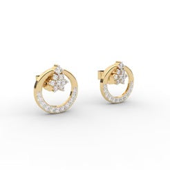 0.76 CT Round Cut Certified VS/SI Lab Grown Diamond Stud Earrings 925 Sterling Silver With Vermeil Gold