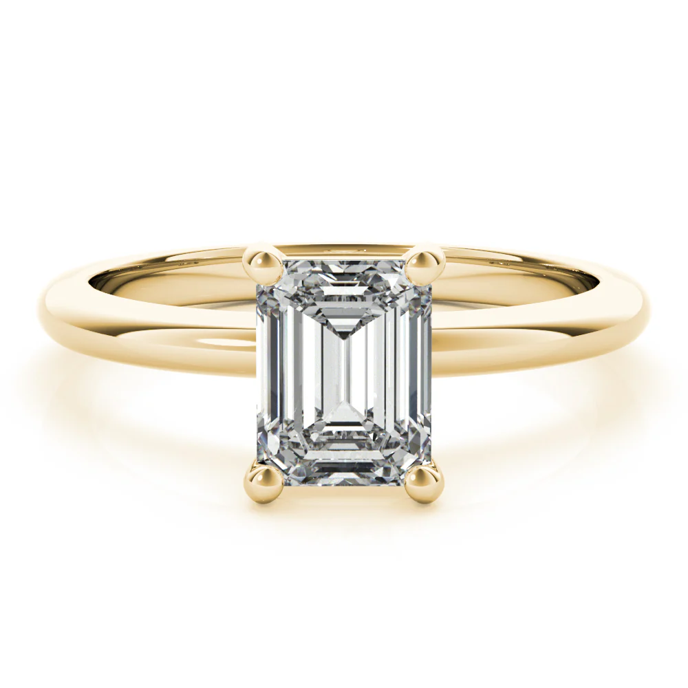 Certified 1.00 CT Emerald  Cut EF VS/SI Lab Grown Diamond Engagement Ring 925 Sterling Silver With Vermeil Gold