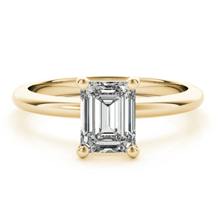 Certified 1.00 CT Emerald  Cut EF VS/SI Lab Grown Diamond Nordic Gold Engagement Ring (Demi -Fine)