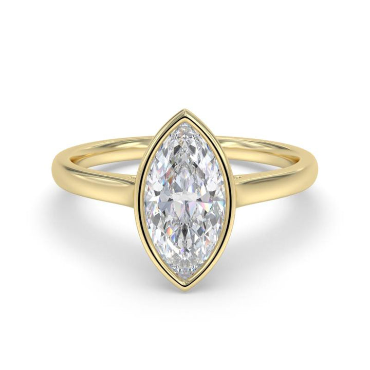 Certified 1.00 CT Marquise Cut EF VS/SI Lab Grown Diamond Nordic Gold Bezel Set Engagement Ring (Demi -Fine)