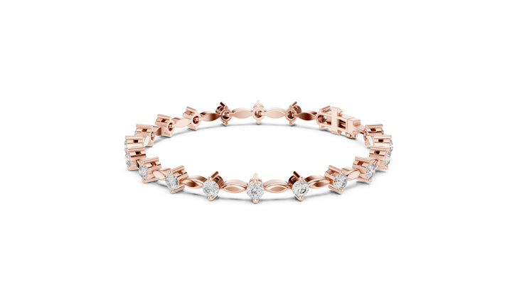 2.09 CT EF VS/SI Lab Grown Certified Round Cut Diamond Tennis Wedding Bracelet For Women's 14K Rose Gold