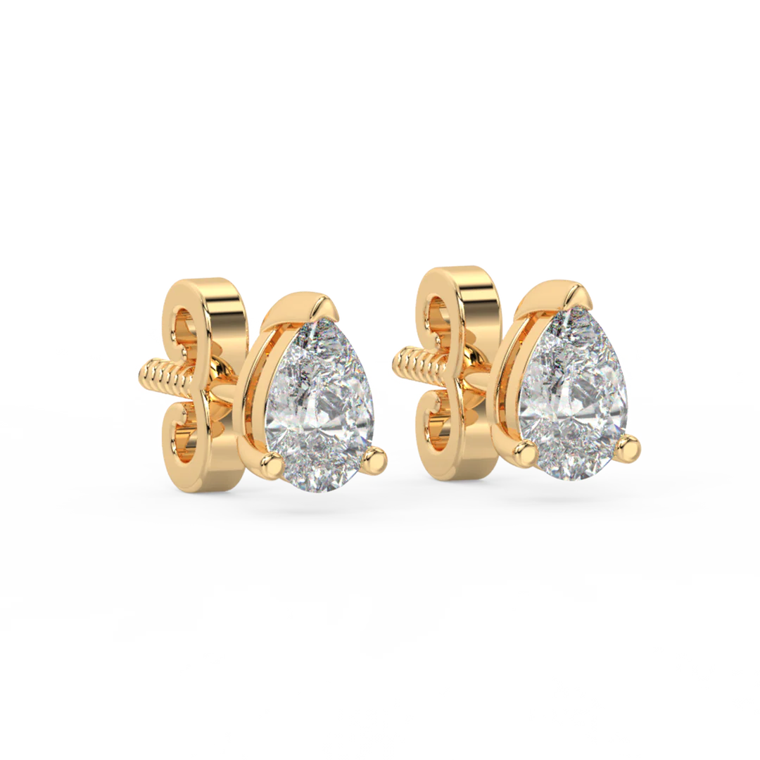 0.50 CT Peart Cut Certified VS/SI Lab Grown Diamond Stud Earrings 925 Sterling Silver With Vermeil Gold