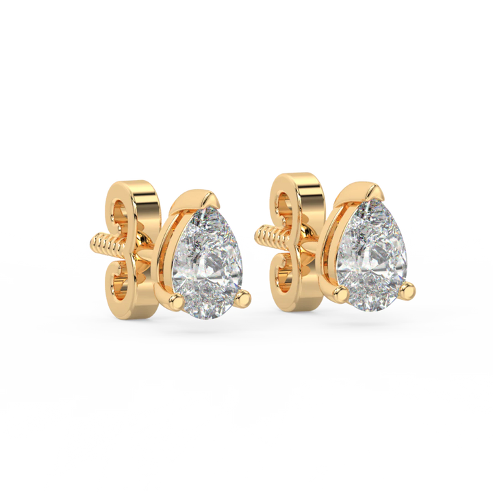 0.50 CT Peart Cut Certified VS/SI Lab Grown Diamond Stud Earrings 925 Sterling Silver With Vermeil Gold
