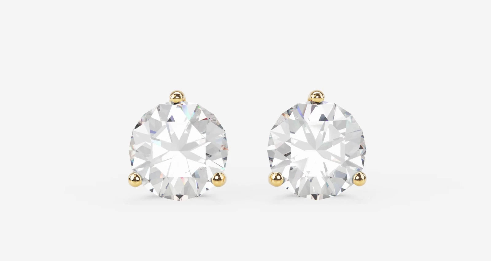 Women's Stud Earrings 1 CT Certified EF VS/SI Lab Grown Diamond 925 Sterling Silver With Vermeil Gold