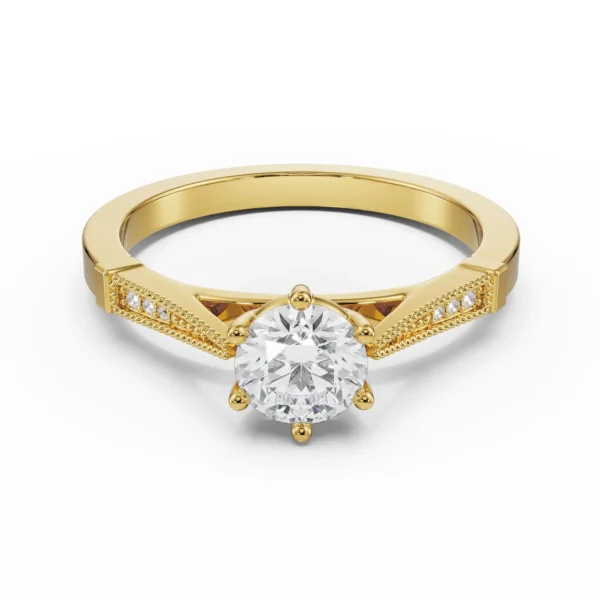 Certified Round Cut 1.05 CT EF VS/SI Lab Grown Diamond Engagement Ring 925 Sterling Silver With Vermeil Gold
