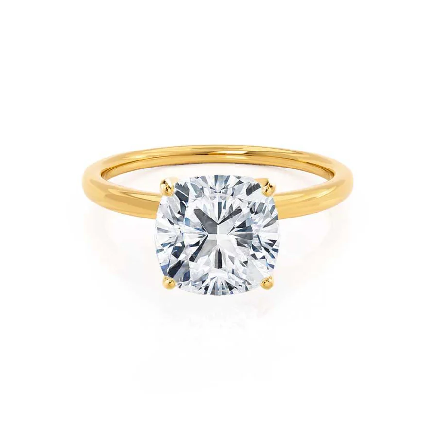 Certified 1.00 CT Cushion Cut EF VS/SI Lab Grown Diamond Engagement Ring 925 Sterling Silver With Vermeil Gold