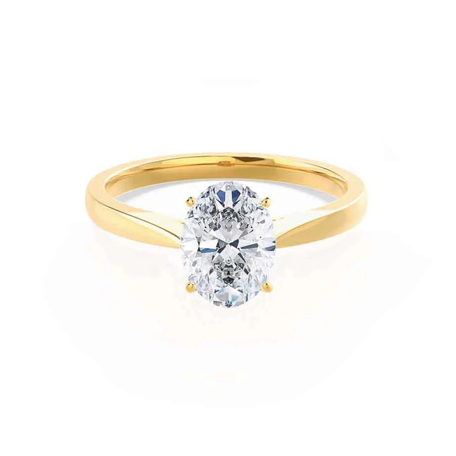 Certified 1.00 CT Oval Cut EF VS/SI Lab Grown Diamond 925 Sterling Silver With Vermeil Gold Engagement Ring