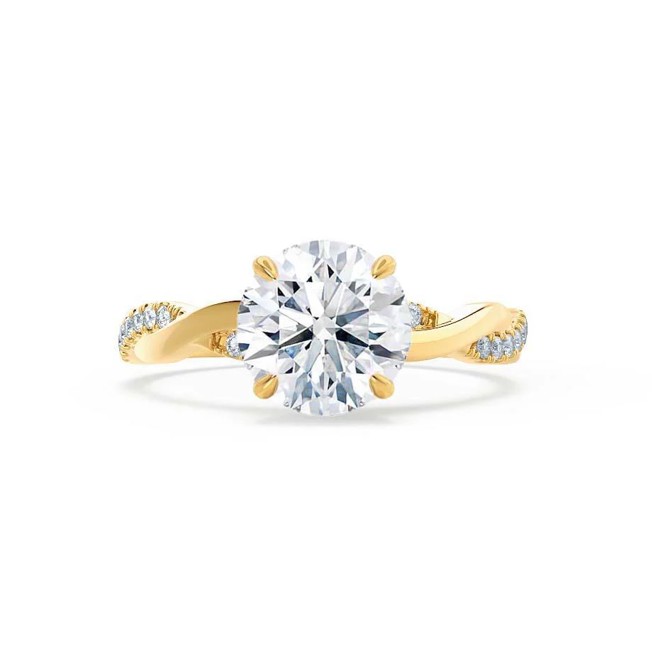Certified 1.26 CT Round Cut EF VS/SI Lab Grown Diamond  Engagement Ring 925 Sterling Silver With Vermeil Gold