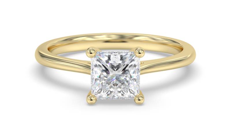 Certified 1.00 CT Princess Cut EF VS/SI Lab Grown Diamond Anniversary Ring 925 Sterling Silver With Vermeil Gold