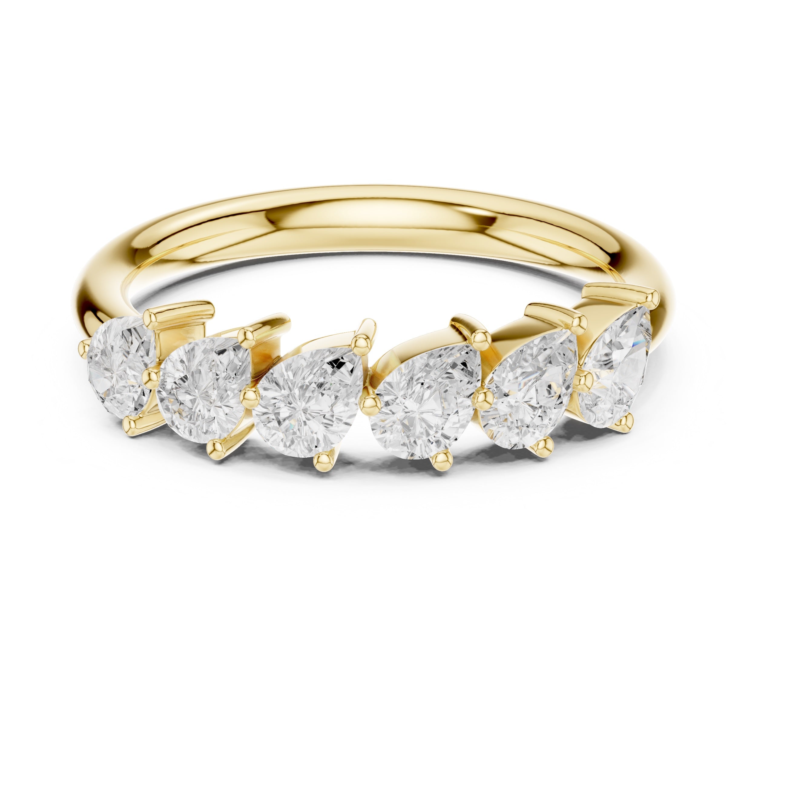Lab Diamond Wedding Band, Pear Brilliant EF/VS Matching Band with Engagement Ring, Stacking Band Gift 14K Gold