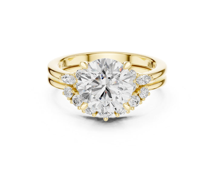 2.92 CT Bridal Set Ring – EF VS/SI Lab-Created Diamond in 14K Yellow Gold | Women's Engagement or Wedding