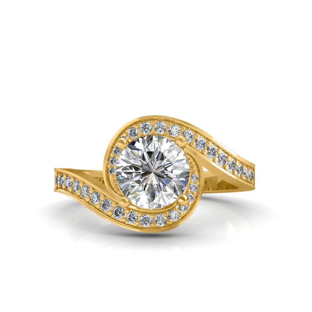 Certified 0.68 CT Round Cut EF VS/SI Lab Grown Diamond Engagement Ring 925 Sterling Silver With Vermeil Gold