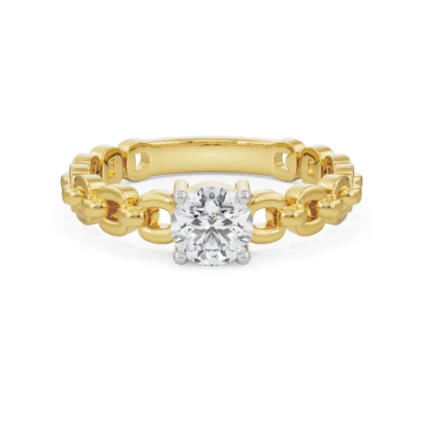 Certified 1.00 CT Round Cut EF VS/SI Lab Grown Diamond Engagement Ring 925 Sterling Silver With Vermeil Gold