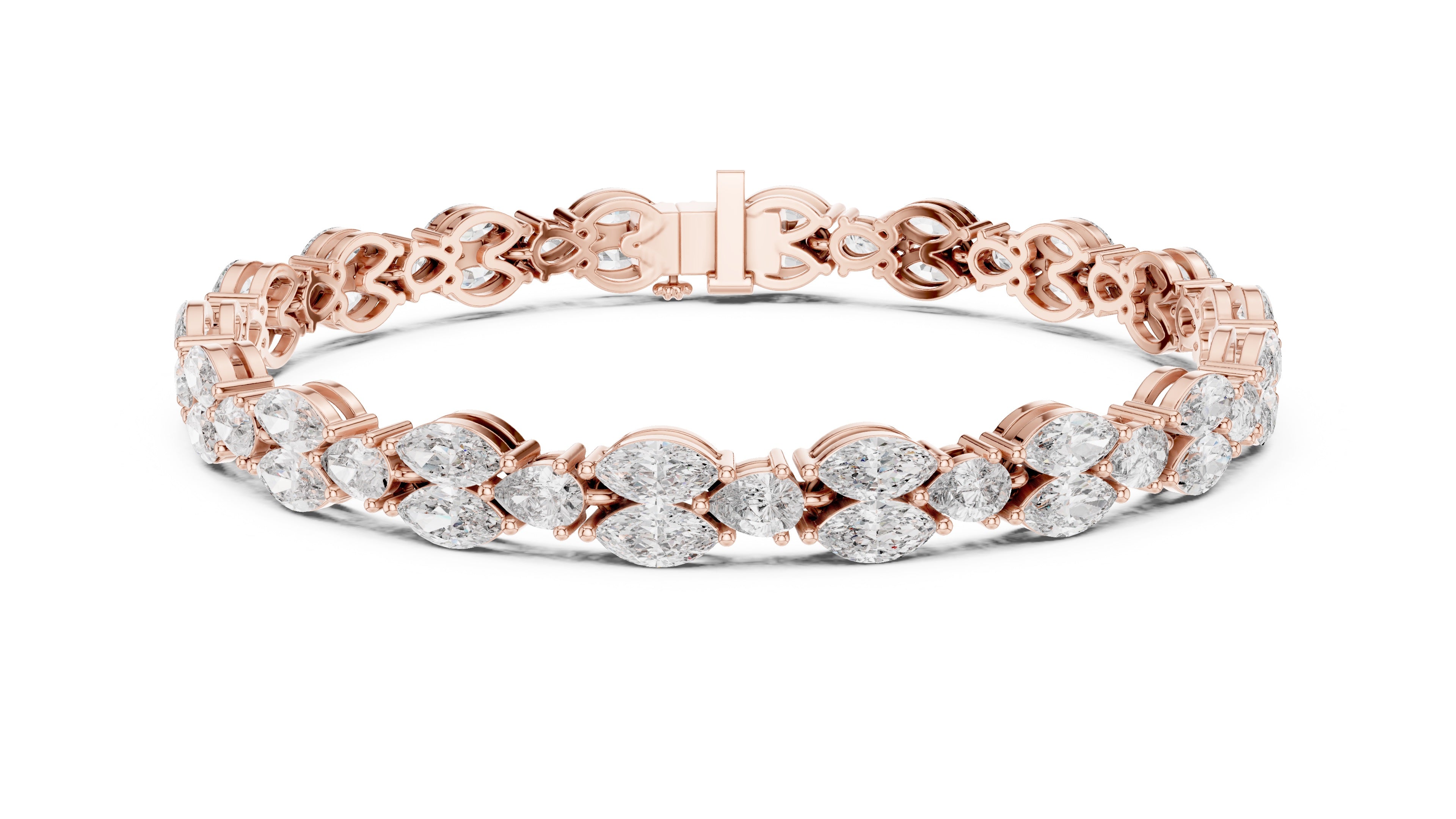 Marquise/Pear Cut Lab Grown Certified Diamond EF VS/SI Tennis Wedding Bracelet For Women's 14K Rose Gold