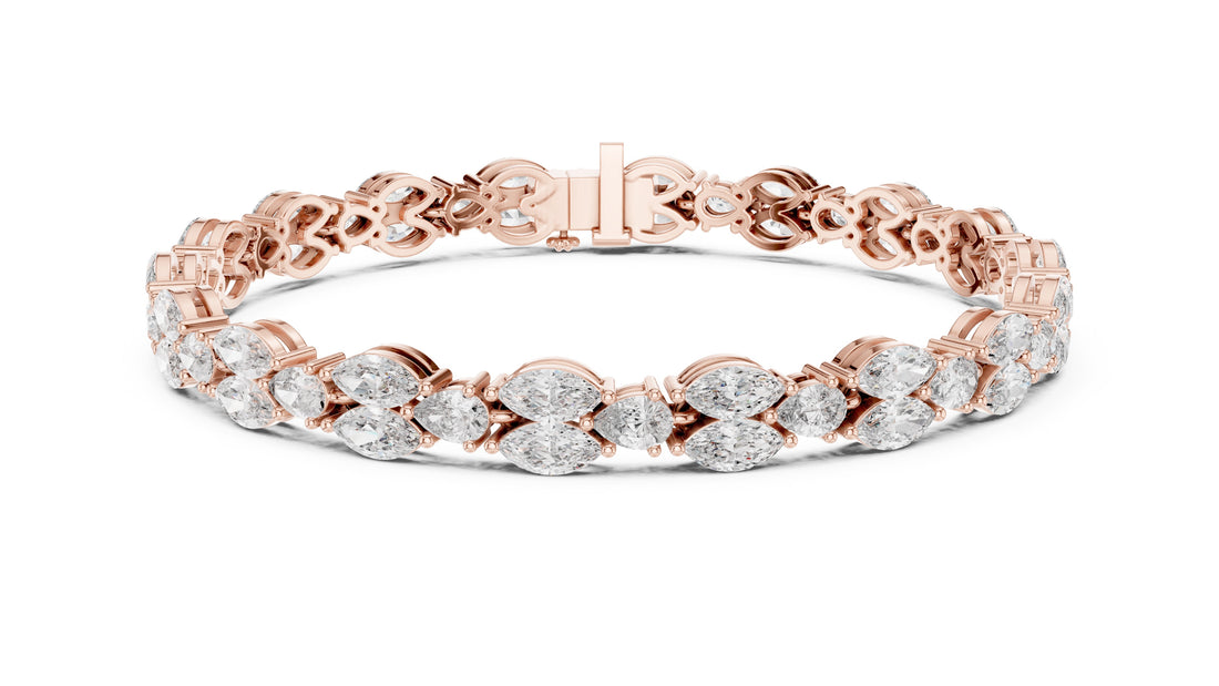 Marquise/Pear Cut Lab Grown Certified Diamond EF VS/SI Tennis Wedding Bracelet For Women's 14K Rose Gold