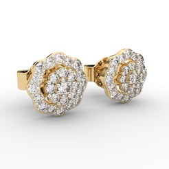 0.75 CT Round Cut Certified VS/SI Lab Grown Diamond Stud Earrings 925 Sterling Silver With Vermeil Gold