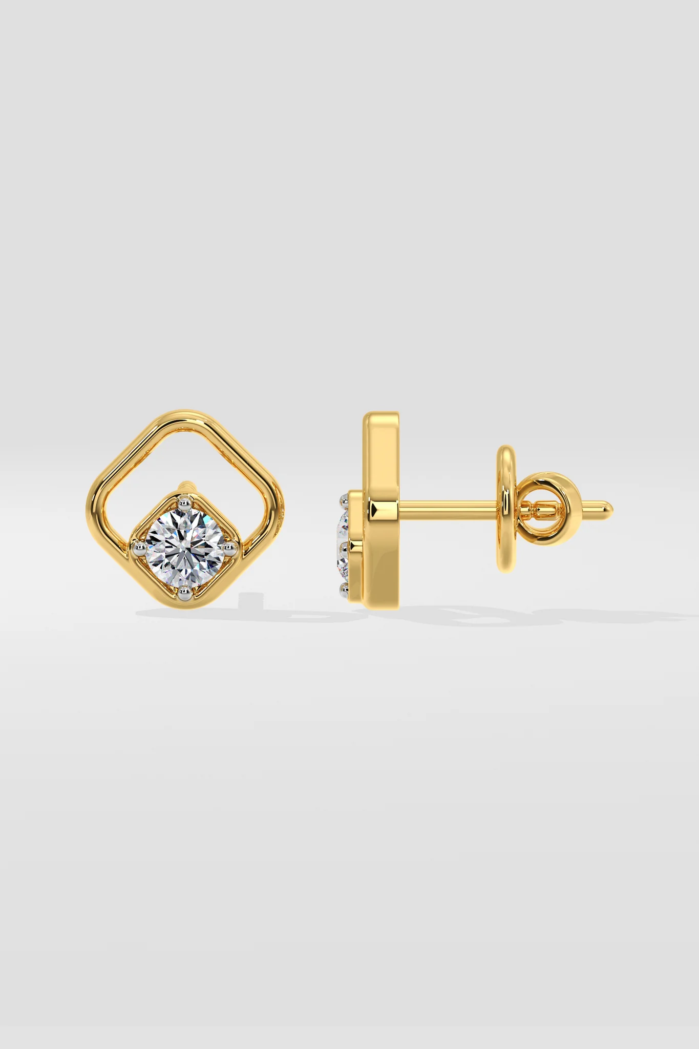 0.50 CT Round Cut Certified VS/SI Lab Grown Diamond Stud Earrings 925 Sterling Silver With Vermeil Gold