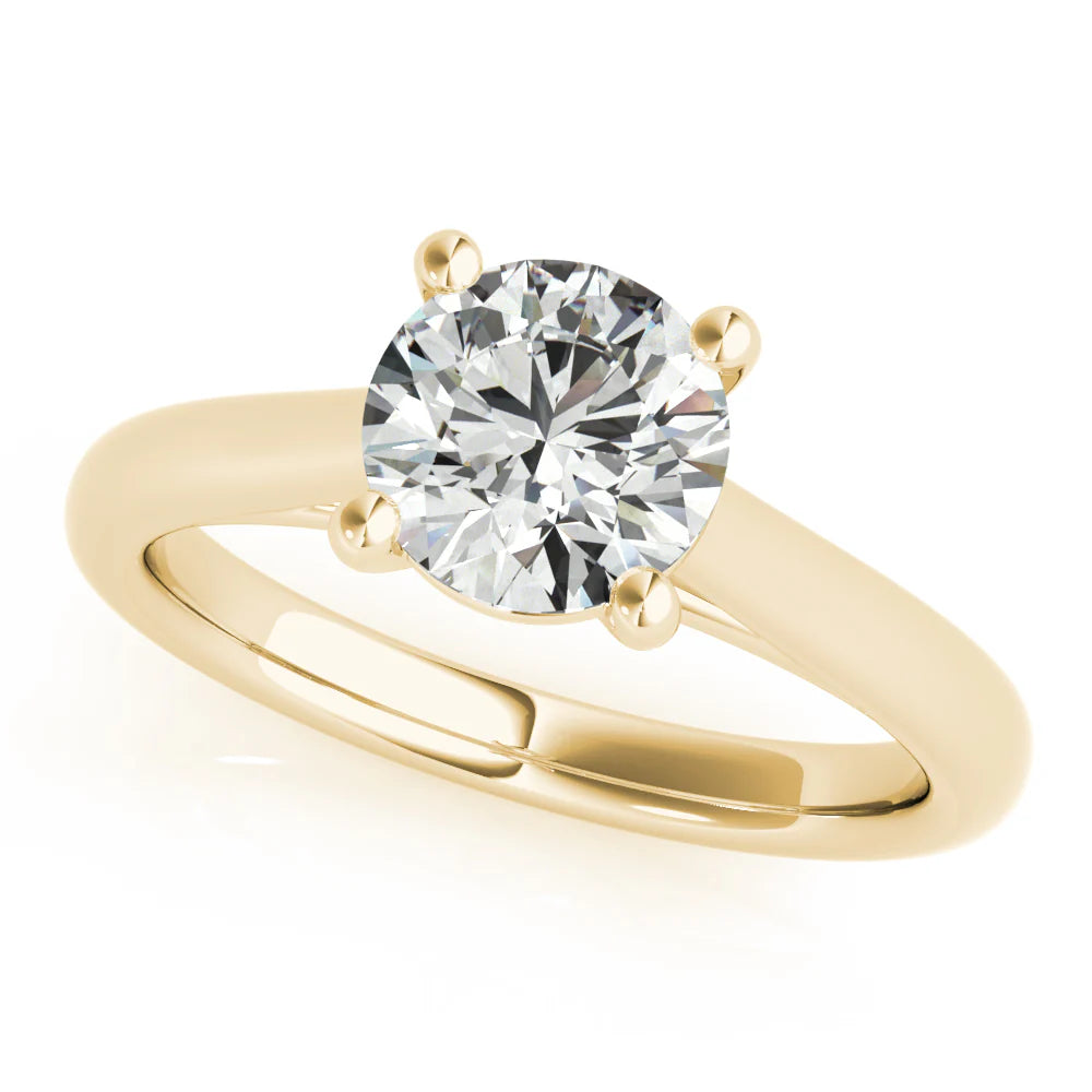 Certified 1.00 CT Round Cut EF VS/SI Lab Grown Diamond 4 Prong Engagement Ring 925 Sterling Silver With Vermeil Gold
