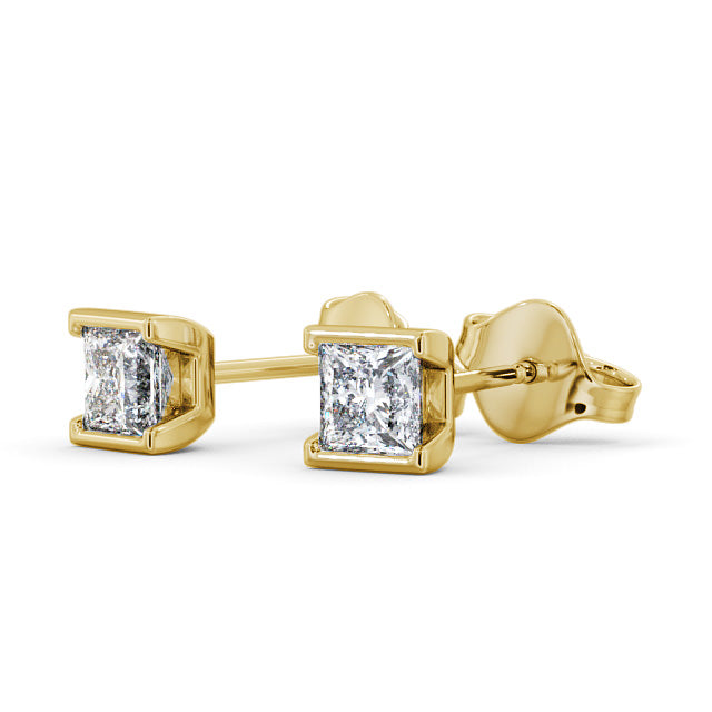 Certified 1.00 CT Princess Cut EF VS/SI Lab Grown Diamond Nordic Gold Bezel Set Stud Women's Earrings (Demi-Fine)