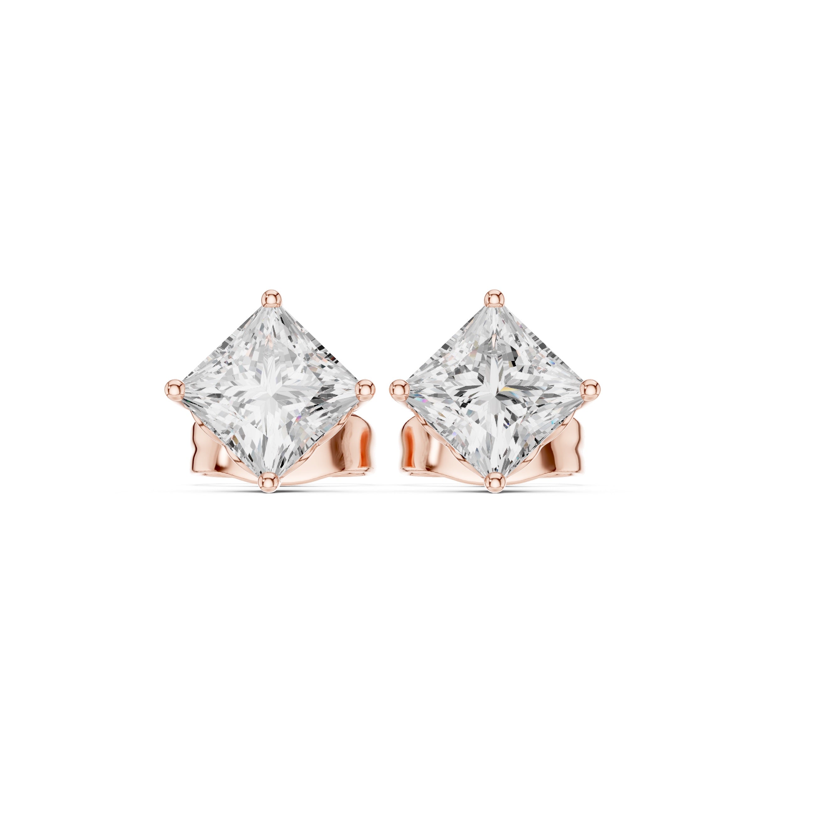 Princess Cut Lab-Grown Diamond Stud Earrings 14K Gold Wedding Earrings for Women Birthday & Anniversary Gift