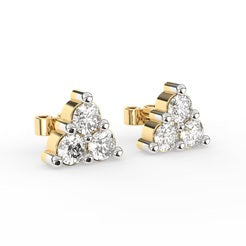 925 Sterling Silver With Vermeil Gold 0.72 CT Round Cut Certified VS/SI Lab Grown Diamond Stud Earrings