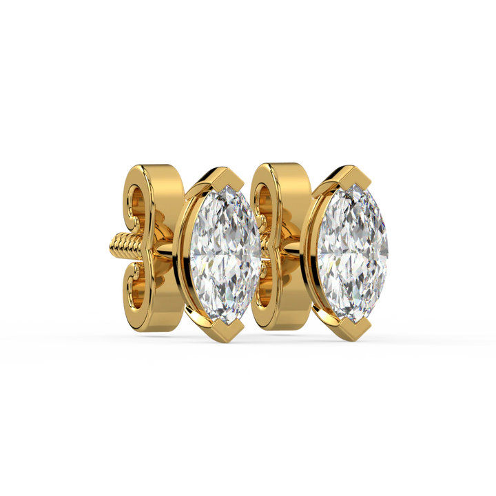 0.50 CT Marquise Cut Certified VS/SI Lab Grown Diamond Stud Earrings 925 Sterling Silver With Vermeil Gold