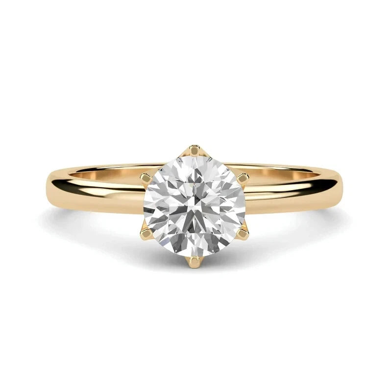 Certified 1.00 CT EF Lab Grown Diamond Women's Engagement Ring 925 Sterling Silver With Vermeil Gold