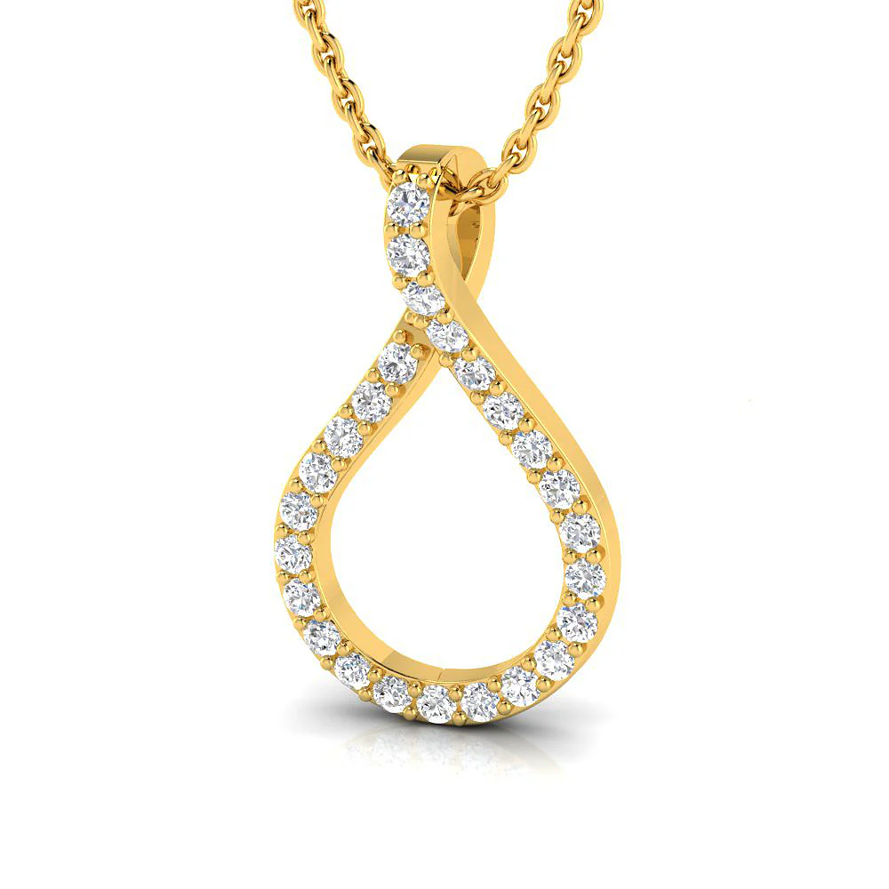 0.75 CT Round Cut EF VS/SI Lab Grown Diamond Drop Shaped Pendant 925 Sterling Silver With Vermeil Gold (Without Chain)
