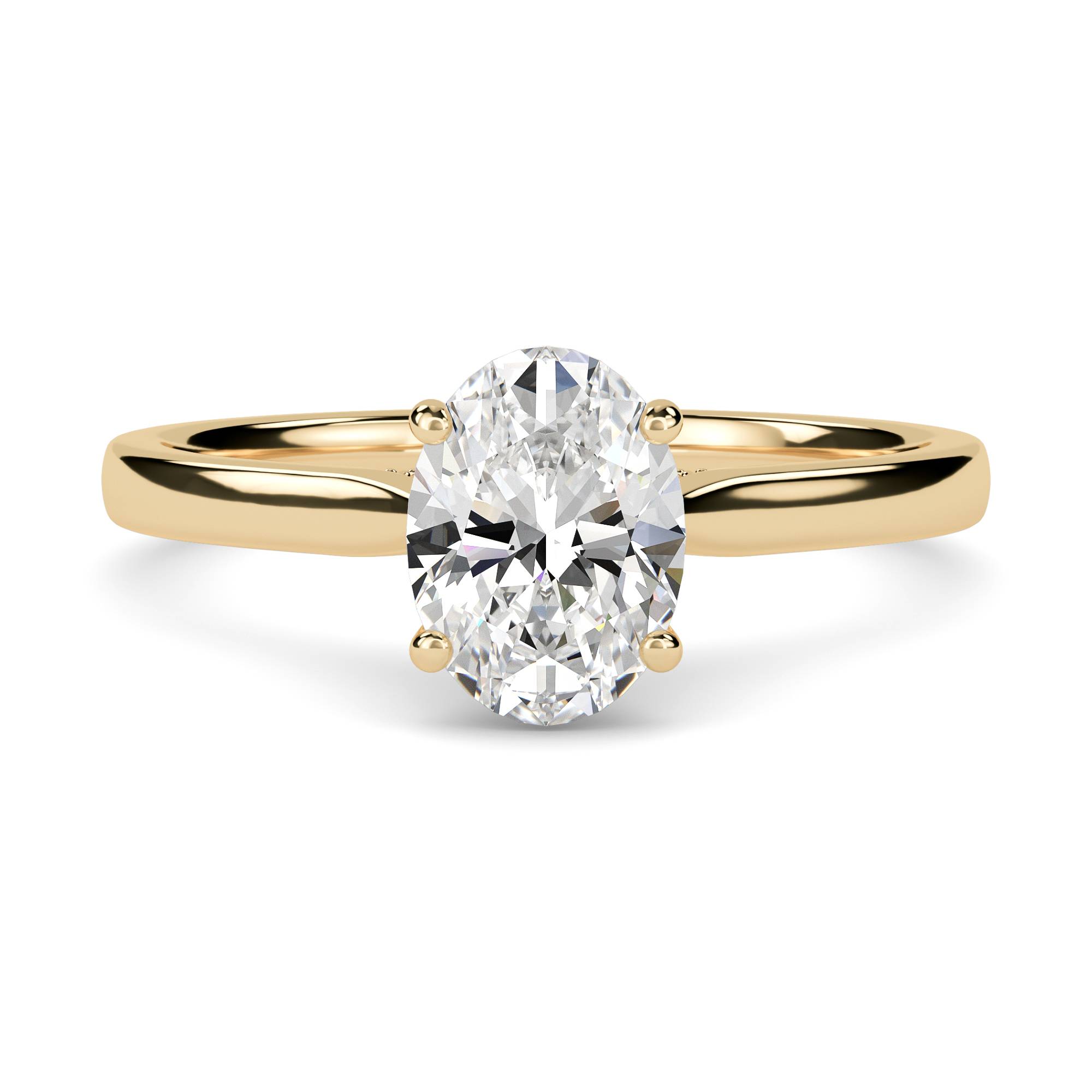 Certified 1.12 CT Oval Cut EF VS/SI Lab Grown Diamond 925 Sterling Silver With Vermeil Gold Engagement Ring