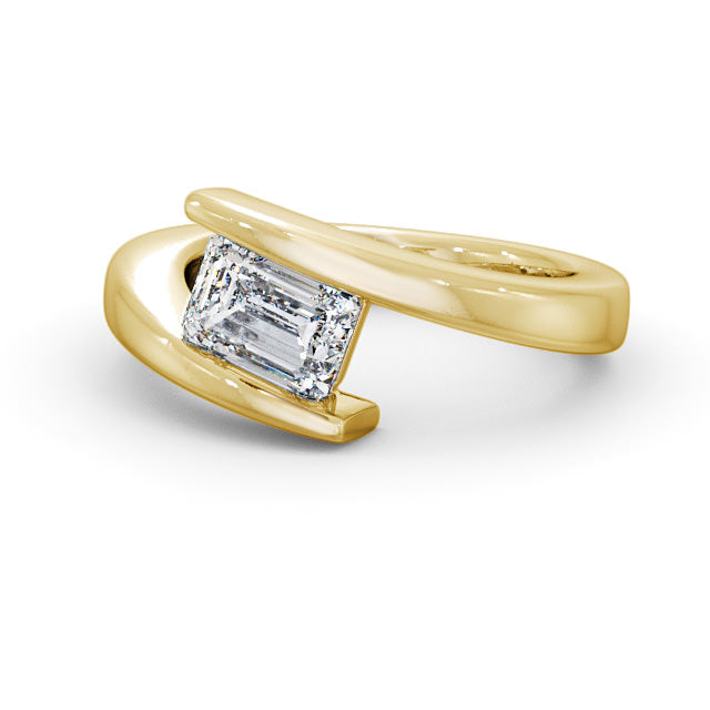 Certified 1.00 CT Emerald Cut Lab Grown Diamond Nordic Gold Engagement Ring (Demi -Fine)