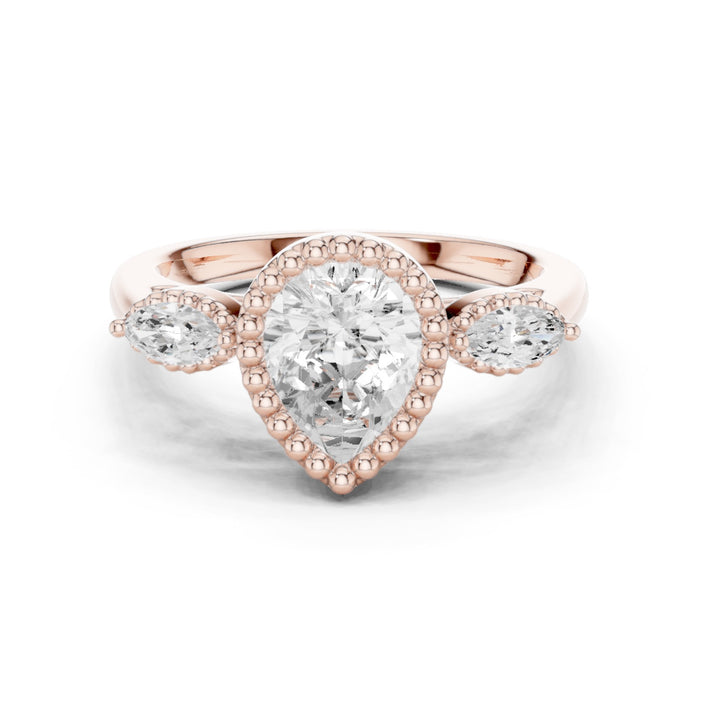 Lab Diamond Wedding Band, Pear Brilliant EF/VS Matching Band with Engagement Ring, Stacking Band Gift 14K Gold