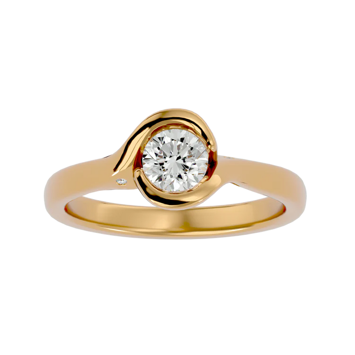 Certified 1.02 CT Round Cut EF VS/SI Lab Grown Diamond Nordic Gold Bezel Set Engagement Ring (Demi -Fine)