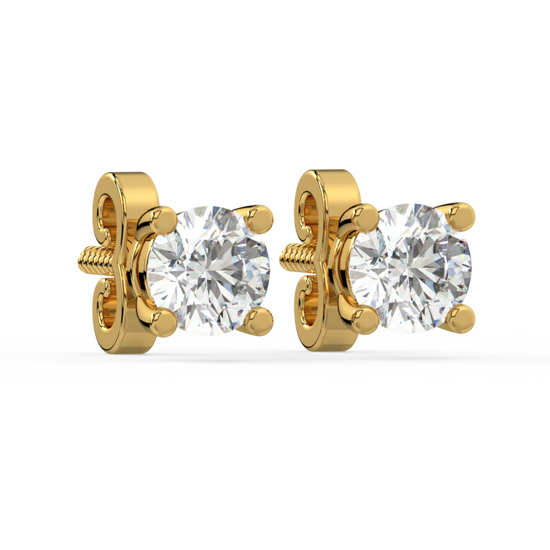 0.50 CT Round Cut Certified VS/SI Lab Grown Diamond Stud Earrings 925 Sterling Silver With Vermeil Gold